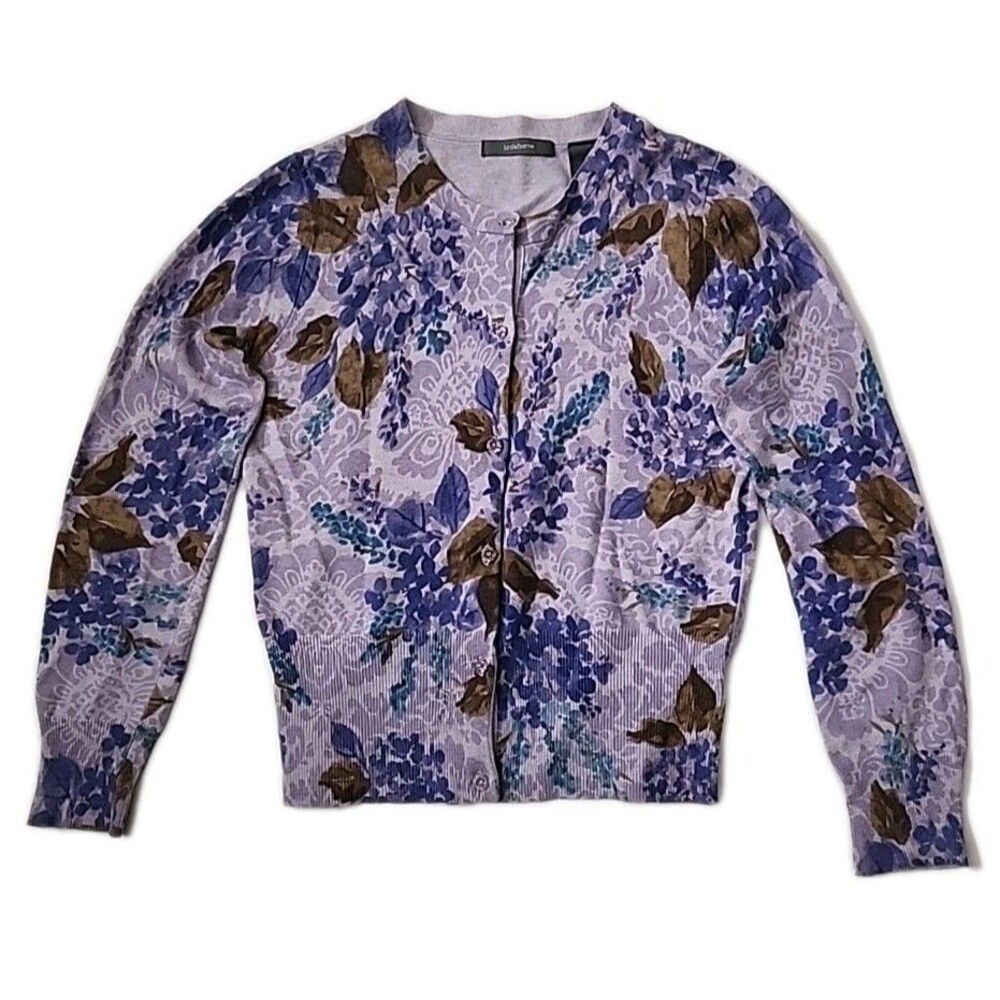 Vtg Liz Claiborne juniors sweater size M Floral Button Up Lightweight Cardigan